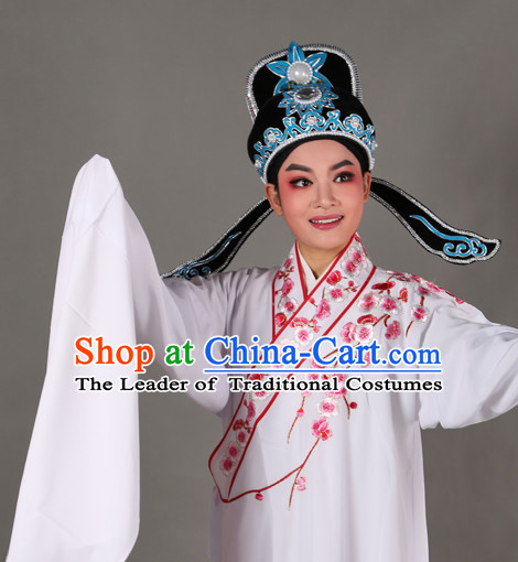 Chinese Opera Costumes Huangmei Opera Stage Performance Costume Chinese Traditional Water Sleeve Costume Drama Costumes and Hat Complete Set