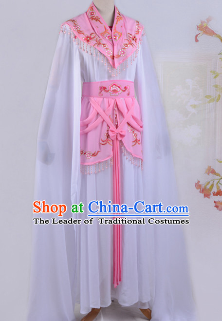 Chinese Opera Costumes Huangmei Opera Stage Performance Costume Chinese Traditional Water Sleeve Costume Drama Costumes and Hat Complete Set