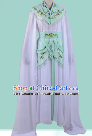 Chinese Opera Costumes Huangmei Opera Stage Performance Costume Chinese Traditional Water Sleeve Costume Drama Costumes and Hat Complete Set