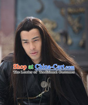 Chinese Ancient Black Long Wigs for Men