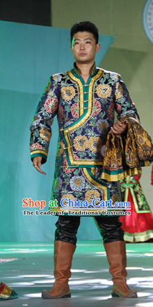 Mongolian Traditional Ethnic National Costumes Complete Set for Men