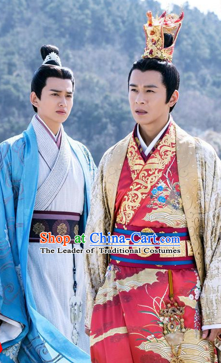 Chinese Ancient Emperor Men's Clothing _ Apparel Chinese Traditional Dress Theater and Reenactment Costumes and Headwear Complete Set