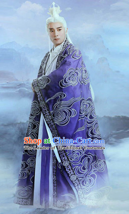 Chinese Ancient Emperor Men's Clothing _ Apparel Chinese Traditional Dress Theater and Reenactment Costumes and Headwear Complete Set