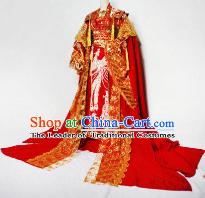 Chinese Women Traditional Royal Empress Wedding Dress Cheongsam Ancient Chinese Imperial Clothing Cultural Bridal Robes Complete Set