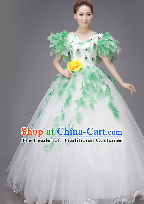 Chinese Flower Dance Costume Dance Costumes Fan dance Umbrella Ribbon Fans Water Sleeve Dancer Dancing Costumes Complete Set