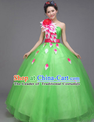 Chinese Flower Dance Costume Dance Costumes Fan dance Umbrella Ribbon Fans Water Sleeve Dancer Dancing Costumes Complete Set