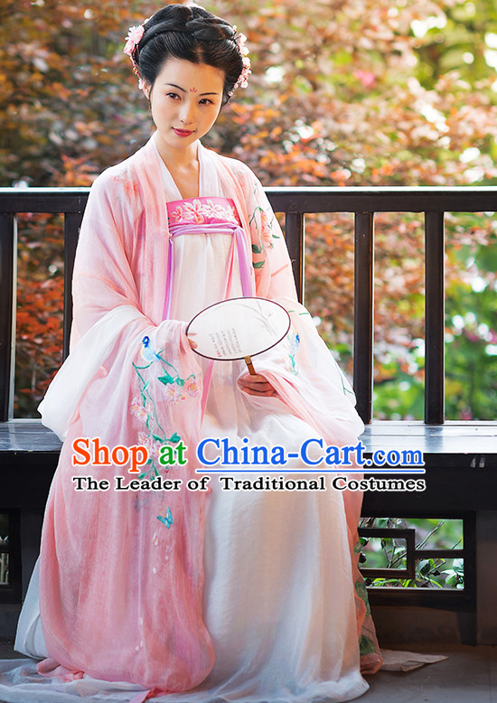 Chinese Traditional Hanfu Dress Ancient Chinese Lady Costumes and Headpieces Complete Set for Women Girls