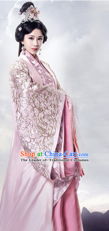 Top Chinese Ancient Empress Women's Clothing _ Apparel Chinese Traditional Dress Theater and Reenactment Costumes and Headwear Complete Set