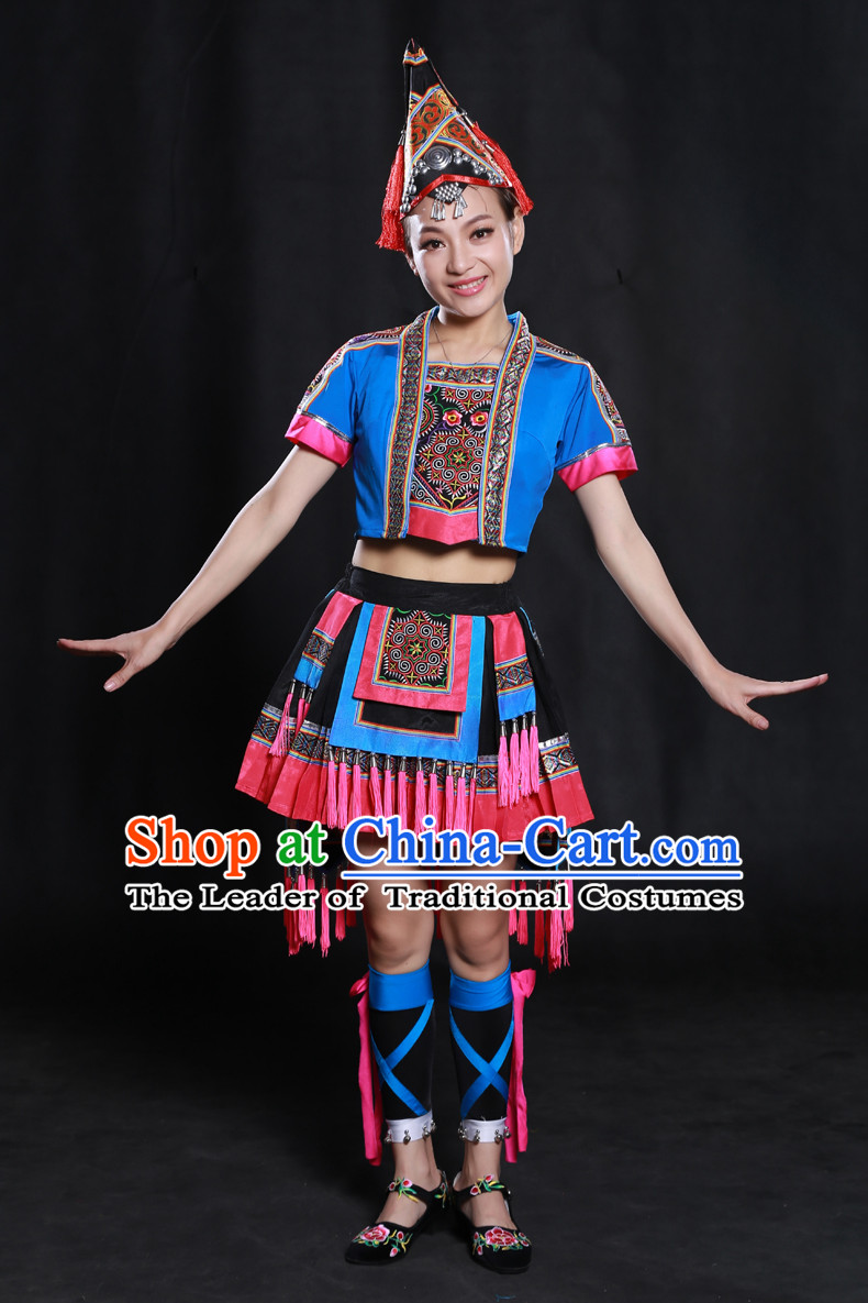 Happy Festival Chinese Minority Dress Uniform Traditional Stage Ethnic National Costume Sale Complete Set