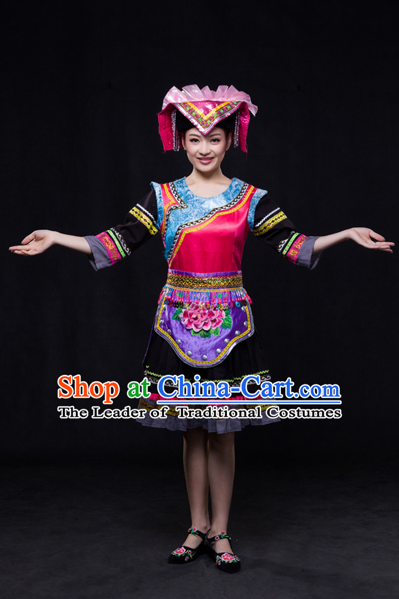 Happy Festival Chinese Minority Dress Uniform Traditional Stage Ethnic National Costume Sale Complete Set