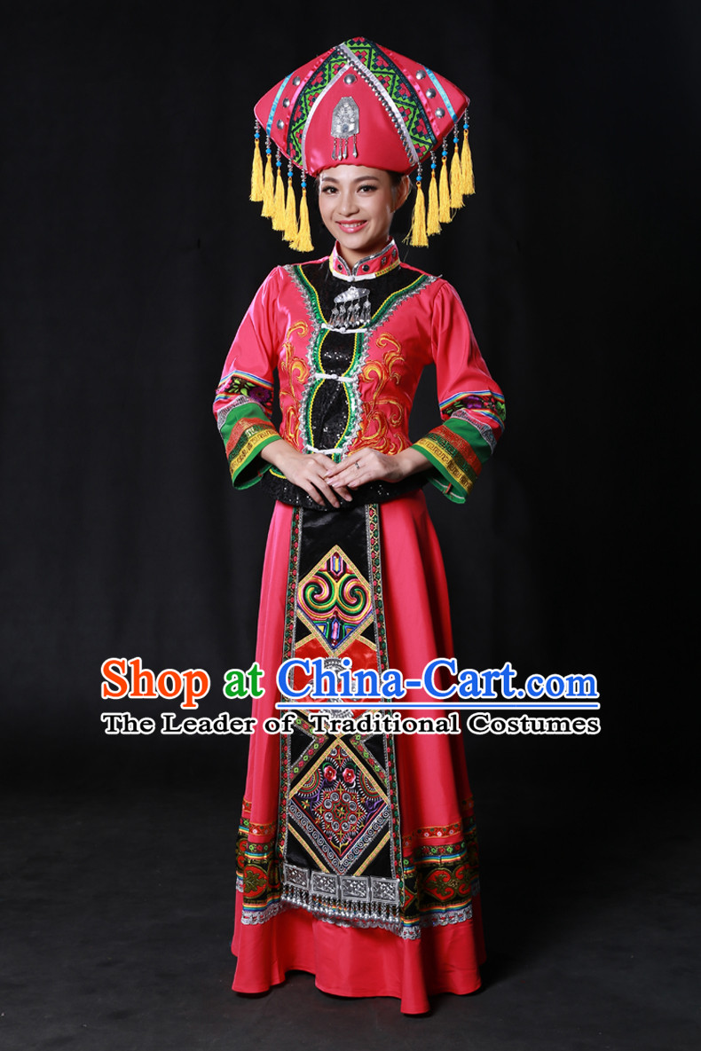 Happy Festival Chinese Minority Dress Uniform Traditional Stage Ethnic National Costume Sale Complete Set