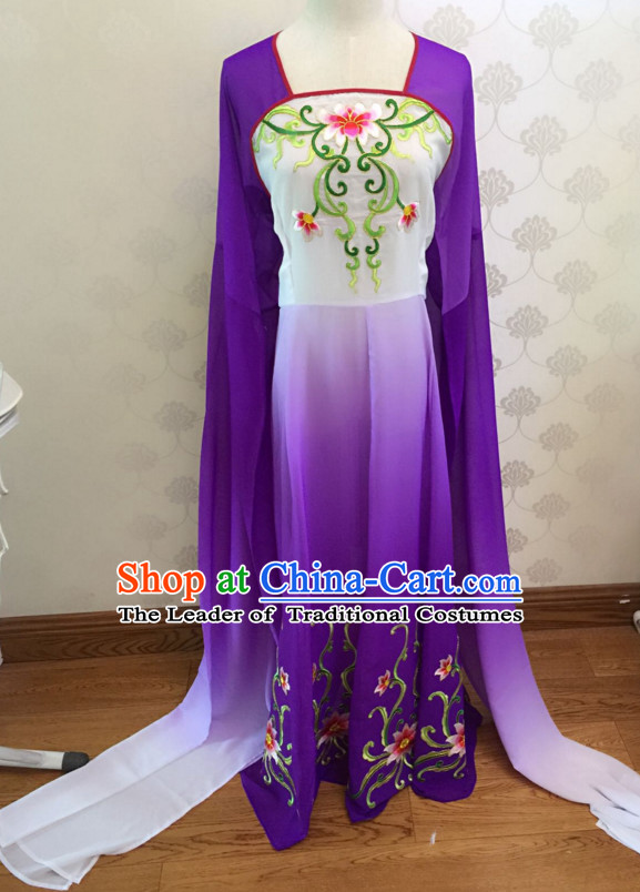 Chinese Classical Yue Opera Long Sleeves Dance Costumes Huang Mei Opera Costume Complete Set for Women Girls Children Adults