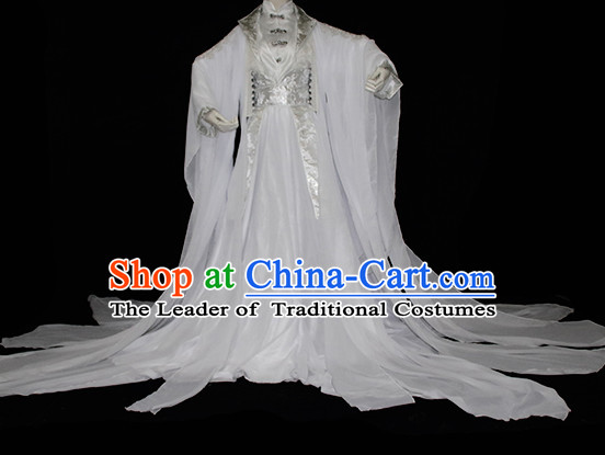 Top White Chinese Imperial Royal Princess Traditional Wear Queen Dresses Fairy Cosplay Costumes Ideas Asian Cosplay Supplies Complete Set