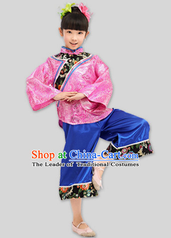 Traditional Chinese Costume Chinese Dance Costumes Complete Set for Kids Girls