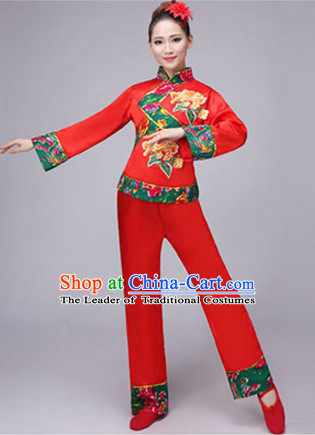 Traditional Chinese Fan Dancing Costume Chinese Dance Costumes Complete Set for Women