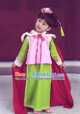 Traditional Chinese Stage Dancing Costume Chinese Classical Dance Costumes and Headpieces Complete Set for Kids