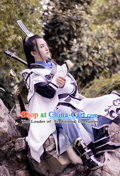 Taoist Swordsman Hanfu Hanzhuang Han Fu Han Clothing Traditional Chinese Dress National Costume Complete Set for Men or Boys