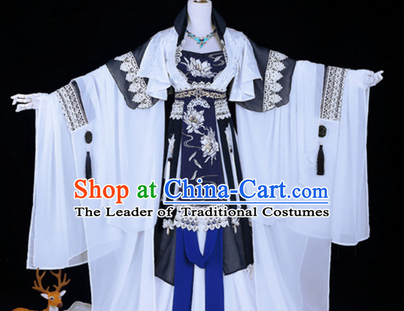 Ancient Chinese Princess Court Dresses Hanzhuang Han Fu Han Clothing Traditional Chinese Dress Hanfu National Costumes and Hair Jewelry Complete Set for Women or Girls