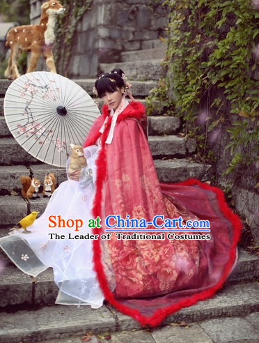 Top Chinese Ancient Princess Dresses Theater and Reenactment Costumes Cape Mantle Complete Set for Women Girls