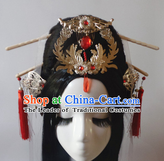 Chinese Classic Lady Headwear Crowns Hats Headpiece Hair Accessories Jewelry Set