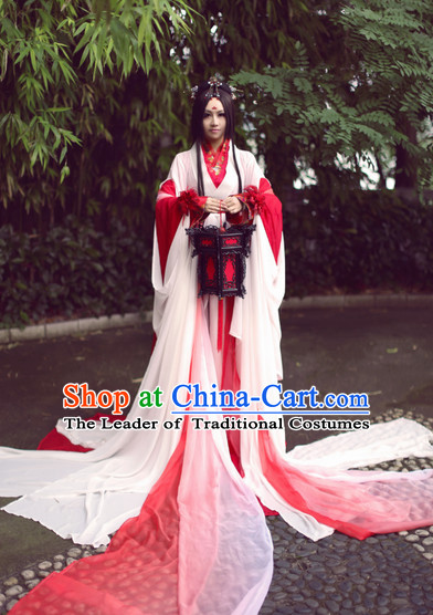 Top Red Chinese Fairy Princess Hanfu Costumes Theater and Reenactment Costumes and Headgear Complete Set for Women