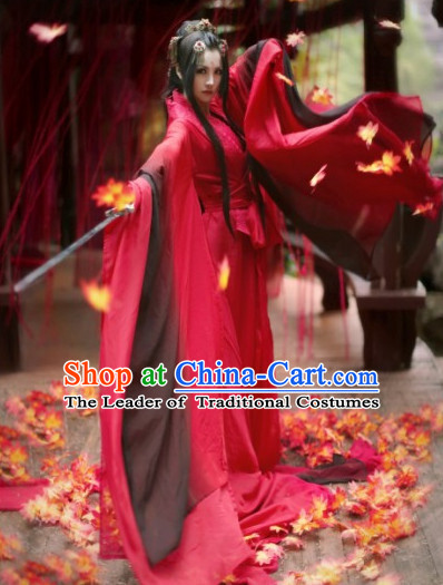 Top Red Chinese Fairy Princess Hanfu Costumes Theater and Reenactment Costumes and Headgear Complete Set for Women