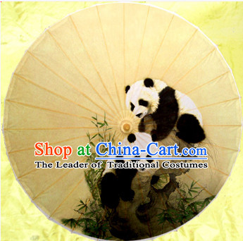 Asian Dance Umbrella China Handmade Traditional Panda Umbrellas Stage Performance Umbrella Dance Props