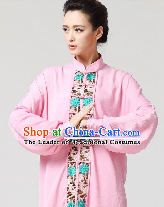 Pink Chinese Kung Fu Tai Chi Wushu Shaolin Uniform Wudang Uniforms Wu Shu Nanquan Kungfu Changquan Costume Uniform Martial Arts Tai Chi Taiji Uniforms