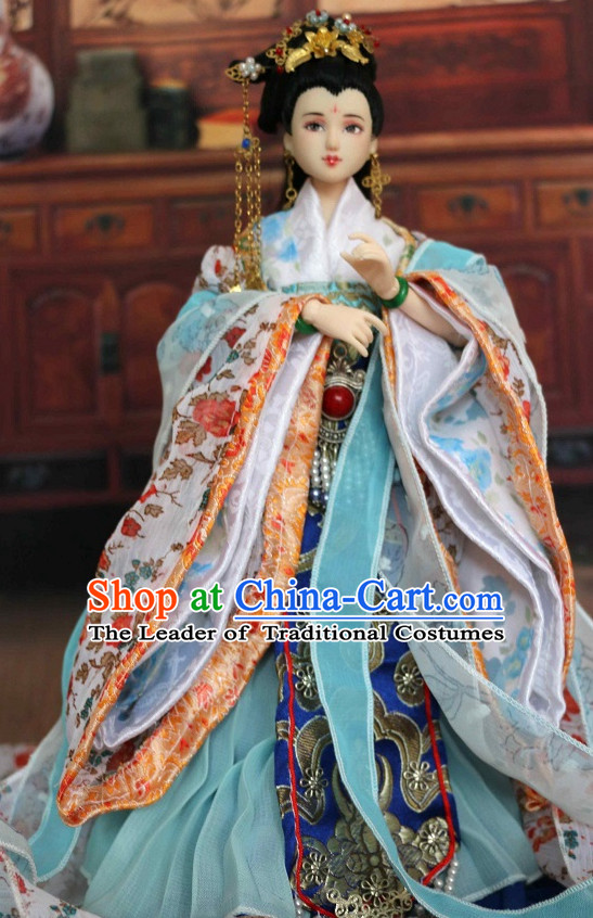 Traditional Qing Dynasty Chinese Women Clothing Imperial Dresses National Costume and Hair Ornaments Complete Set