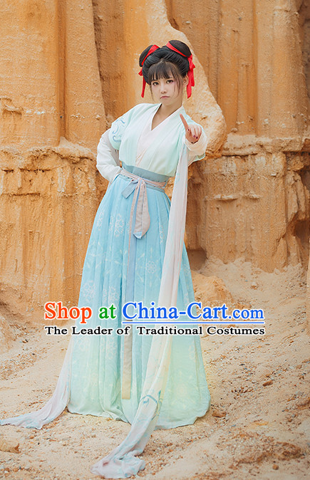 Chinese Ancient Women Hanfu Clothing Stage Drama Performance Traditional Girl Dress and Hairpins Complete Set