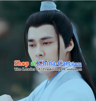 Chinese Ancient Hero Long Black Wigs