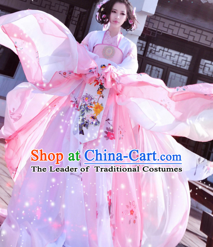 Chinese Hanfu Hakama Traditional Fairy Dress Quju Supreme Chinese Princess Costume Ancient Chinese Costume and Headpieces Complete Set