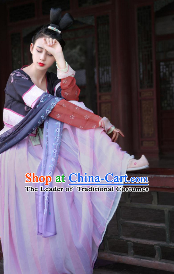 Chinese Ancient Tang Dynasty Ruqun Clothing Complete Set for Women