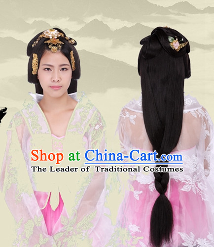 Chinese Ancient Princess Black Wigs Hair Accessories Headpiece Headdress