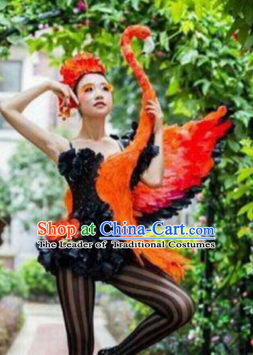 Parade Quality Forest Dance Costumes Popular Ostrich Feathers Fancy Bird Costume Stage Costumes Angel Wings Costume Complete Set