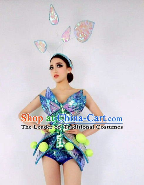 Parade Quality Feather Dance Costumes Popular Ostrich Feathers Fancy Costume Angel Wings Costume Complete Set