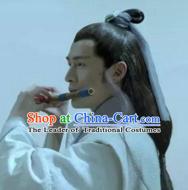 Chinese Ancient Male Long Black Wigs