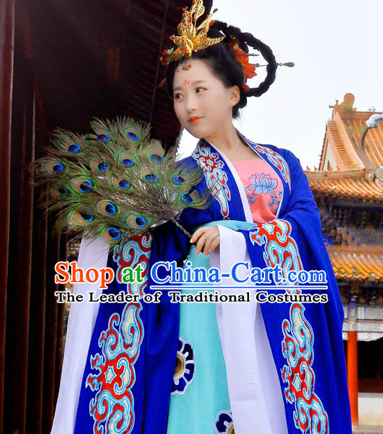 Ancient Chinese Royal Tang Dynasty Dresses Hanfu Classical Dress National Ceremonial Costumes Clothing and Headpieces Complete Set