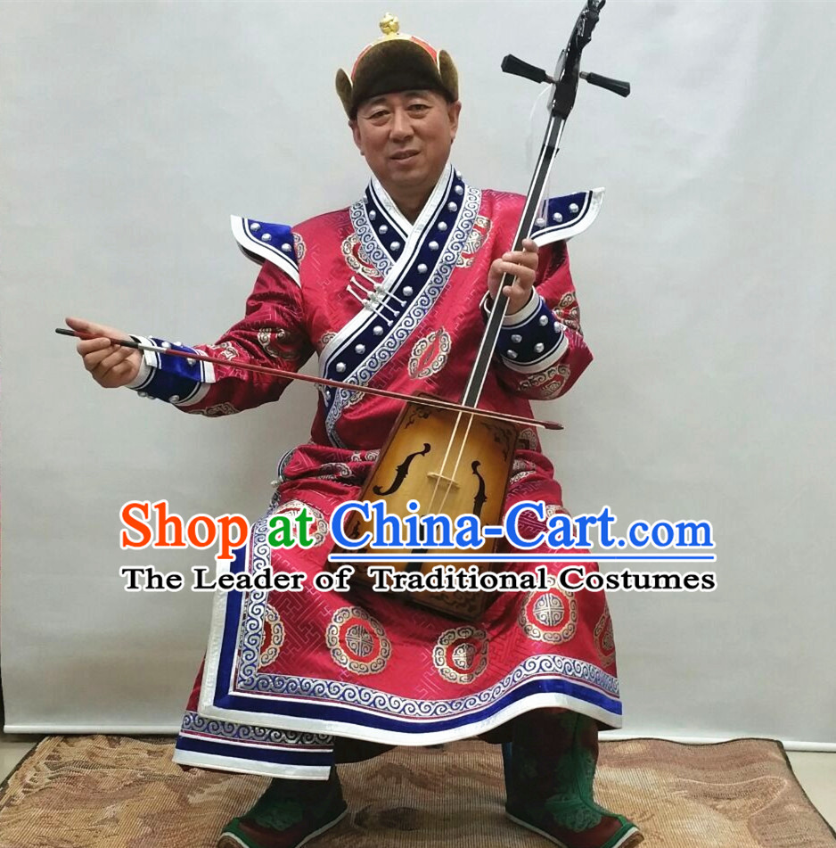 Mongolian Minority Mongol Dress Mongolia Minority Dresses Ethnic Mongolian Costume Complete Set for Men