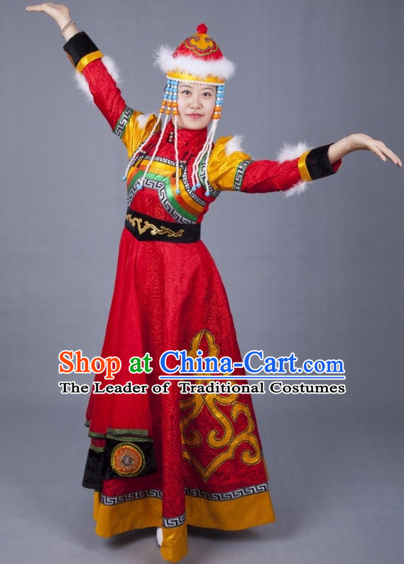 Chinese Mongolian Minority Mongol Princess Dress Mongolia Minority Dresses Ethnic Mongolian Costume Complete Set for Women