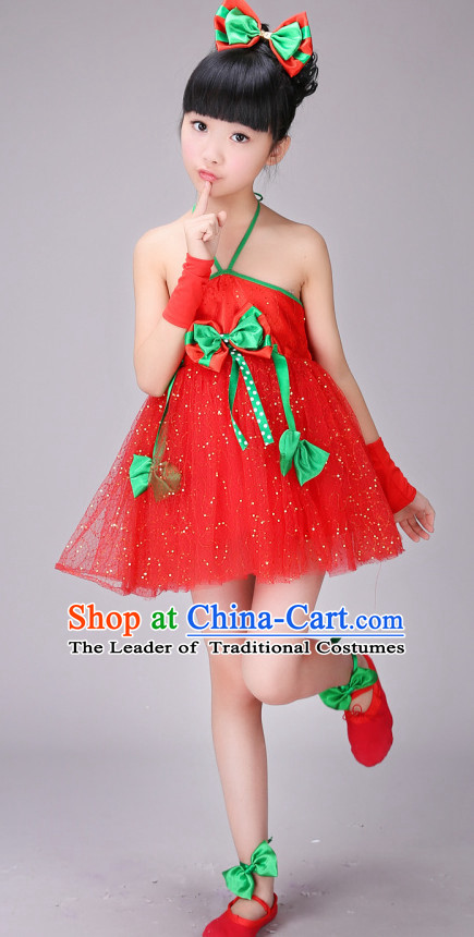 Chinese Stage Dance Costume Ribbon Dance Costumes Fan Dance Dancer Dancing Dresses for Kids