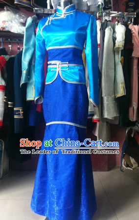 Chinese Mongolian Minority Mongol Women and Men Dress Mongolia Minority Dresses Ethnic Mongolian Costume Complete Set