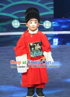 Ancient Chinese Children Opera Costumes Peking Opera Official Costume Historical Dress Traditional National Costume and Hat Complete Set