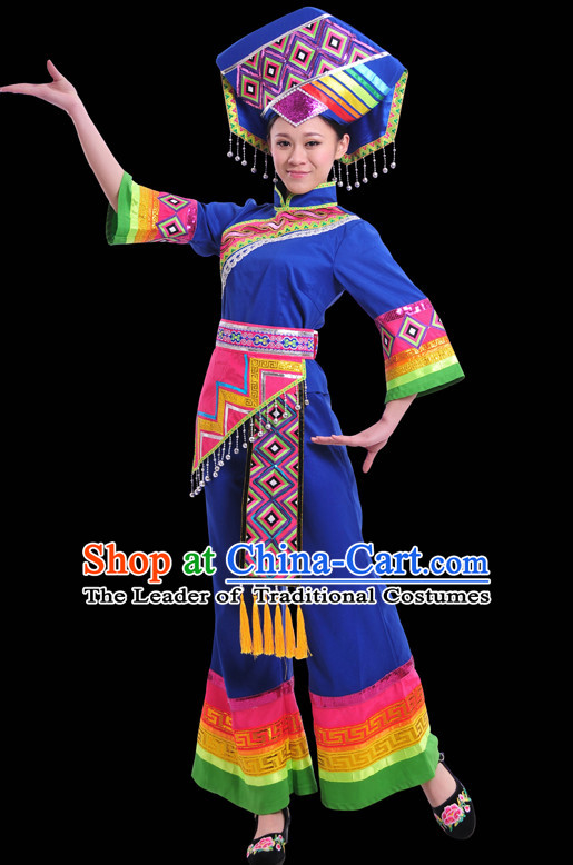 Zhuang Minority Women Dresses Ethnic Clothing Minority Dance Costume Minority Dress