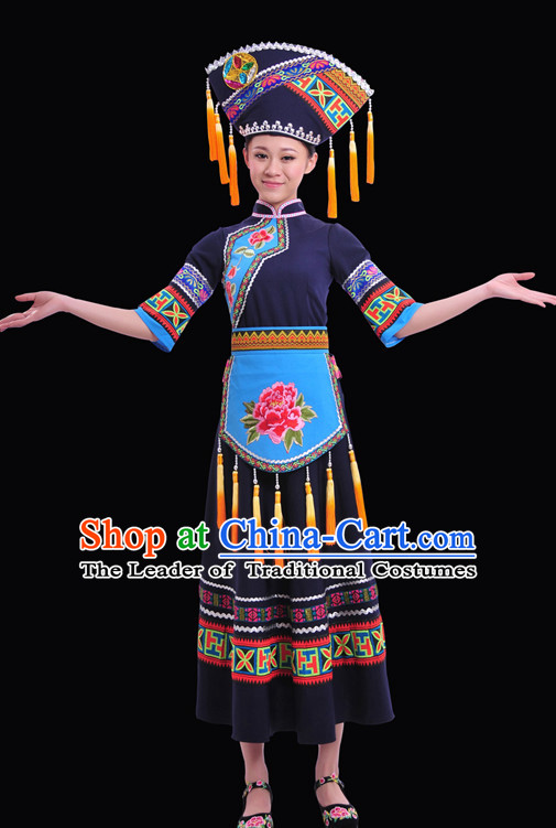 Zhuang Minority Women Dresses Ethnic Clothing Minority Dance Costume Minority Dress