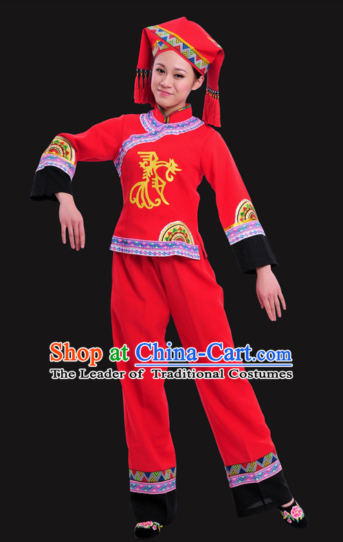 Zhuang Minority Women Dresses Ethnic Clothing Minority Dance Costume Minority Dress