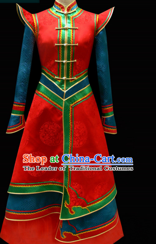 Mongolian Minority Empress Mongol Mongolia Princess Clothing Ethnic Traditional Costumes Complete Set