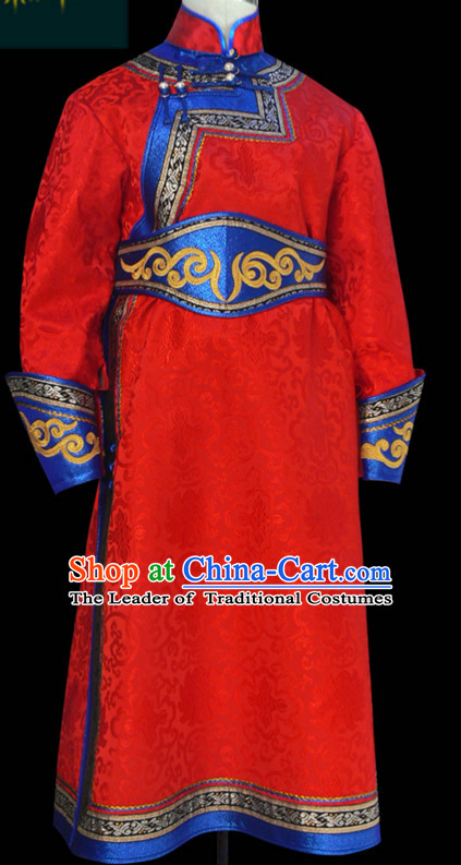 Mongolian Minority Emperor Mongol Mongolia Prince Clothing Ethnic Traditional Costumes Complete Set