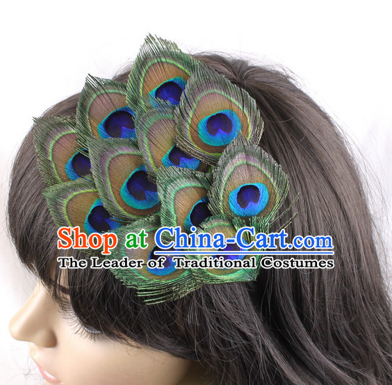 Handmade Peacock Feather Hair Pin Hair Accessory Headwear Hair Accessorie Head Dress Head Piece Jewel Hat Set