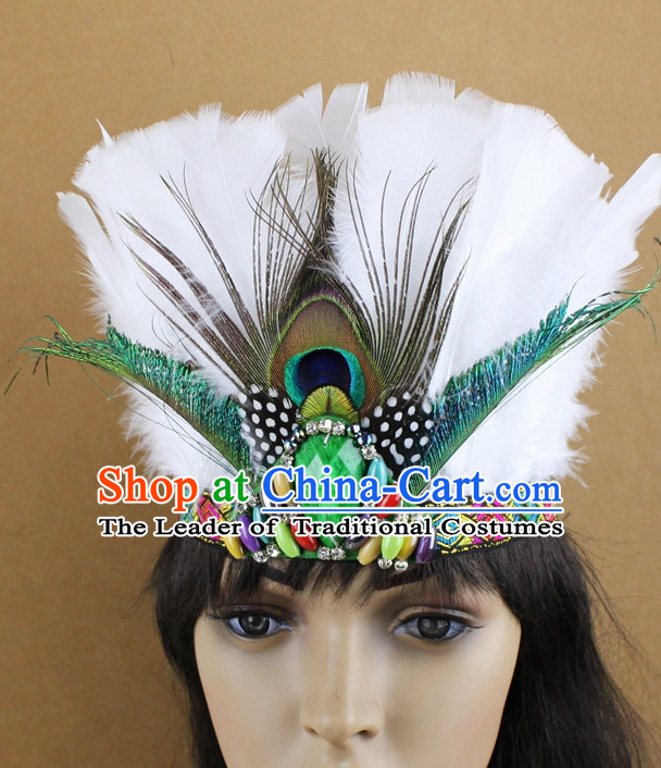 Handmade Peacock Feather Hair Pin Hair Accessory Headwear Hair Accessorie Head Dress Head Piece Jewel Hat Set